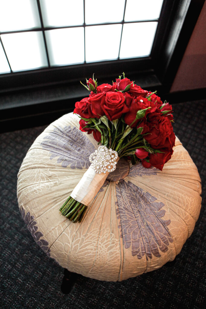 bride's bouquet of red roses